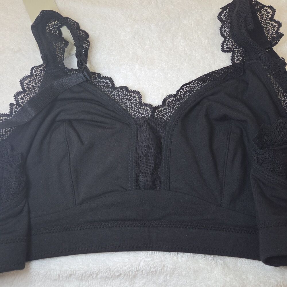 NWT Parfait Dalis P5641 Women's Full Busted Curvy Wire Free Bralette Black 34H - Picture 5 of 6